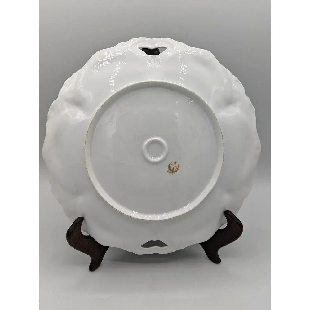 Antique R.S. Prussia DICE THROWERS Porcelain Cake Plate Red Mark‎ Present 10